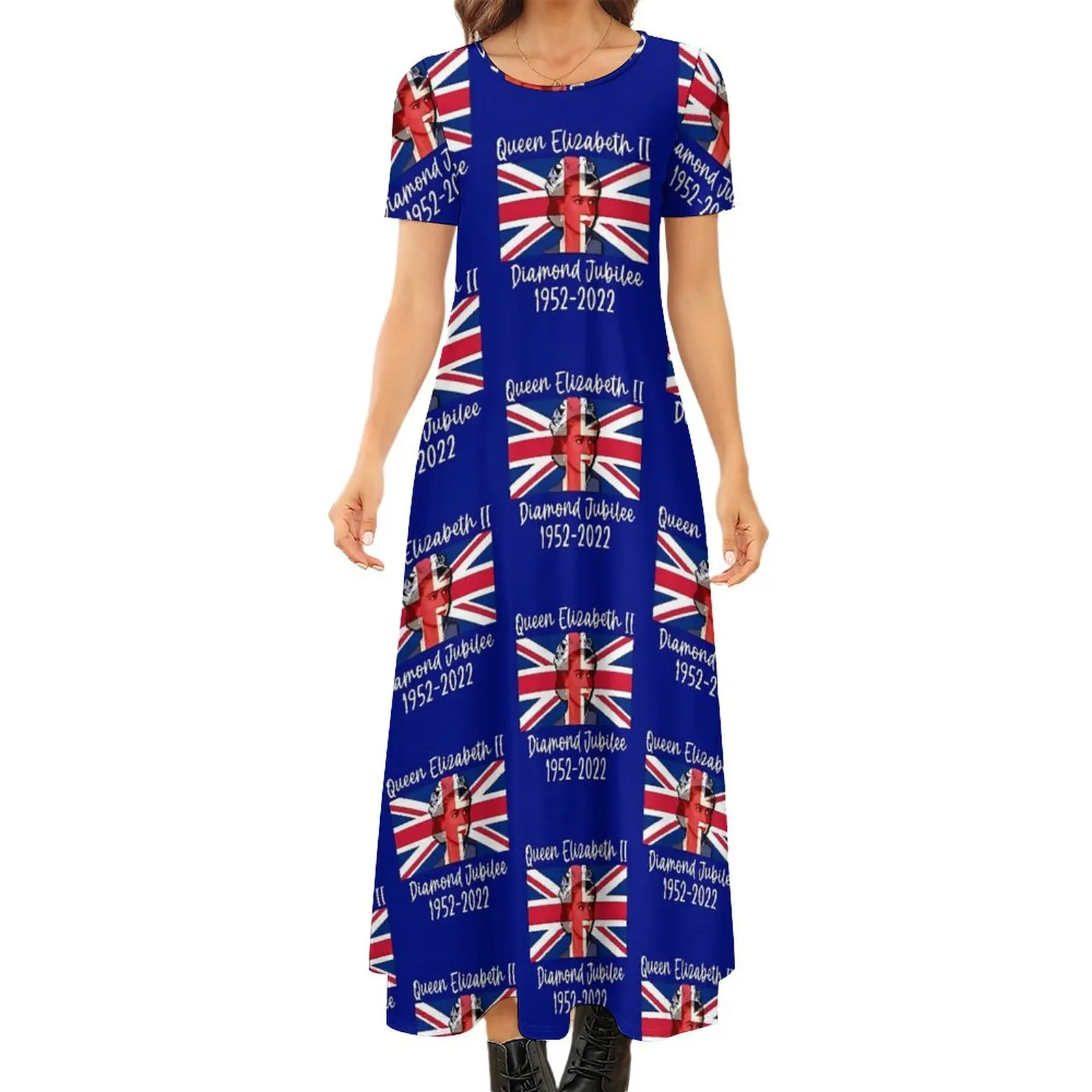 

Платье-макси с коротким рукавом и принтом в виде флага