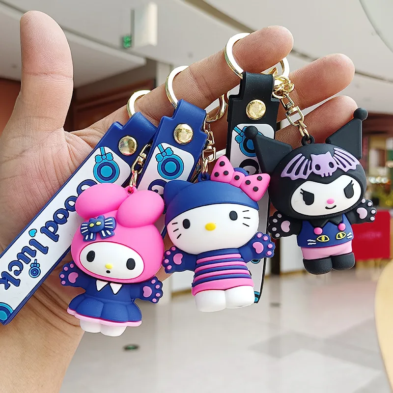 Hello Kitty Sanrio Keychain Pirate Series Kuromi Key Pendant Child Toys Anime Key Ring School Bag Car Key Accessories Gifts