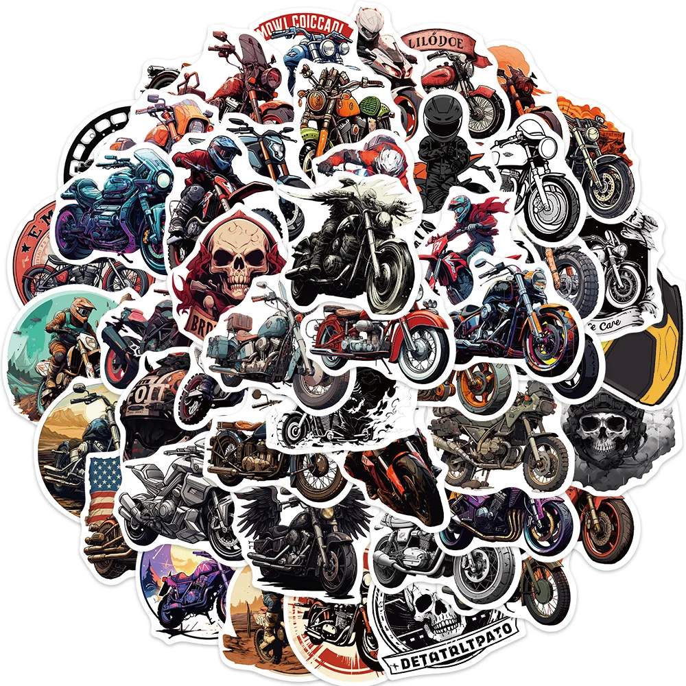 

50Pcs Cartoon Motorcycle Graffiti Stationery DIY Decoration Refrigerator Computer Skateboard notebook Waterproof Sticker