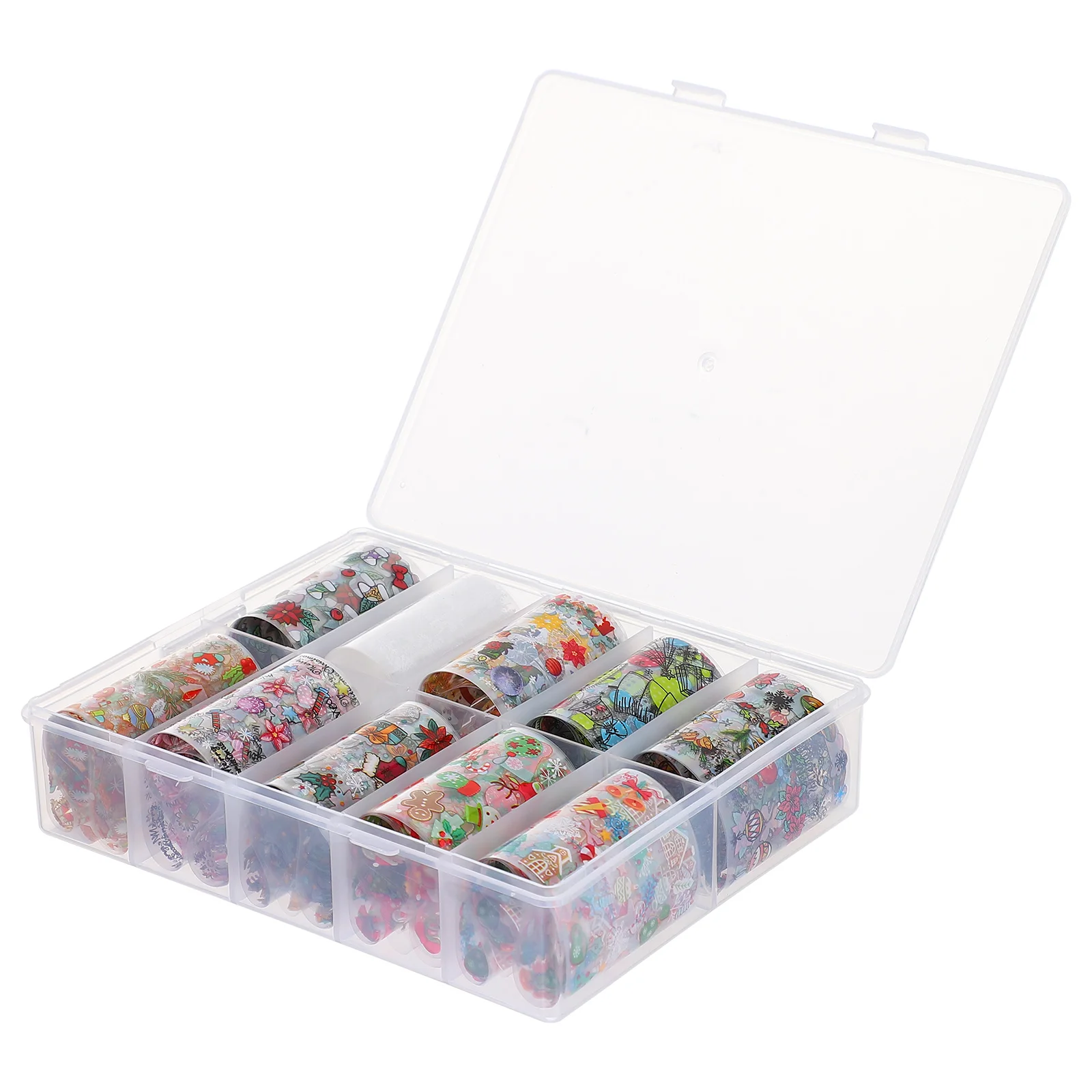 

20 рулонов рождественских наклеек, мультяшная Фольга для ногтей, стикер, наклейка