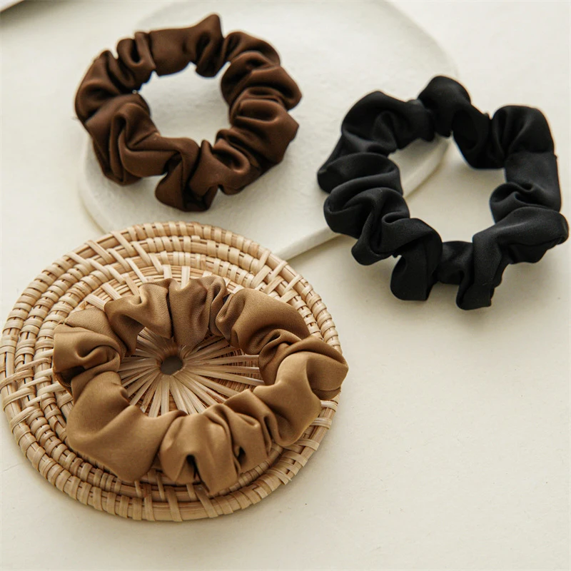 

Fashion Satin Scrunchies Ponytail Holder Hair Rubber Band Elegant Hair Elastics Women Hair Accessories Solid Color Hair Ties New