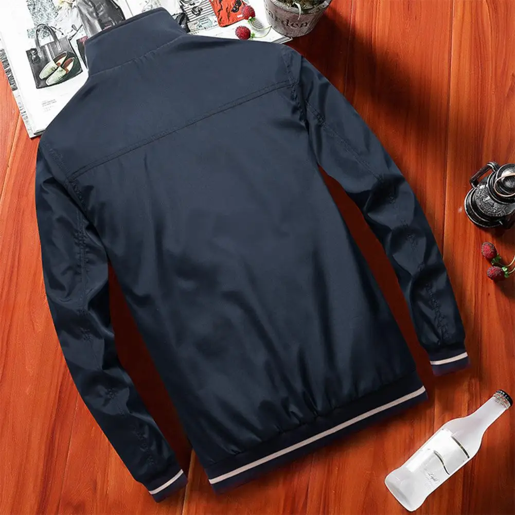 

Thin Trendy Slim-fitting Ribbed Cuff Jacket Breathable Men Jacket Slim for Office