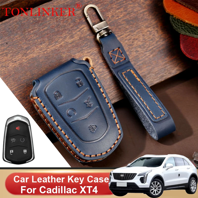 

Car Dedicated Leather Key Case For Cadillac XT4 XT5 XT6 C1TL 2019 2020 2021-Present Holder Shell Remote Cover Keychain Accessori