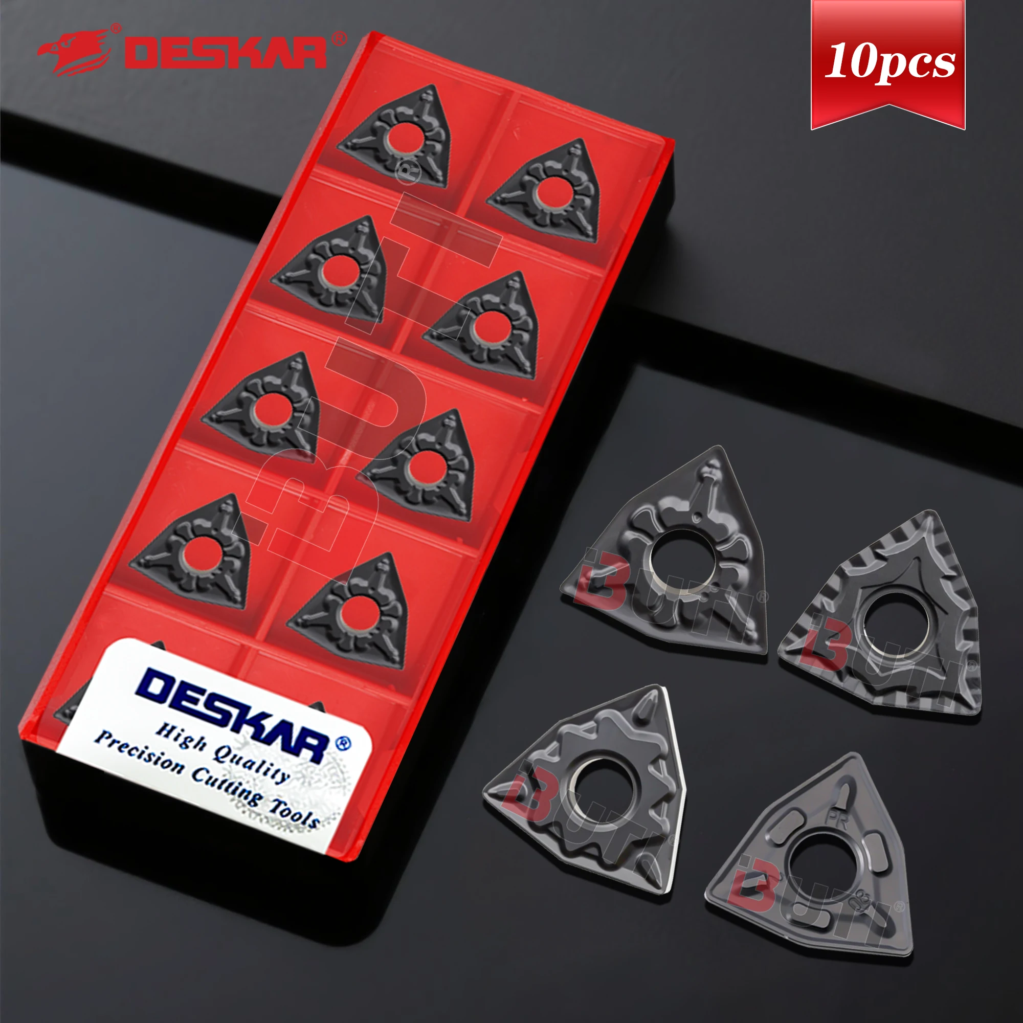 

Токарные лезвия с ЧПУ DESKAR WNMG080404-TM LF9118 CQ/HQ/PR/PM, тип канавки, черные стальные детали для обработки, износостойкие вставки для токарных станков