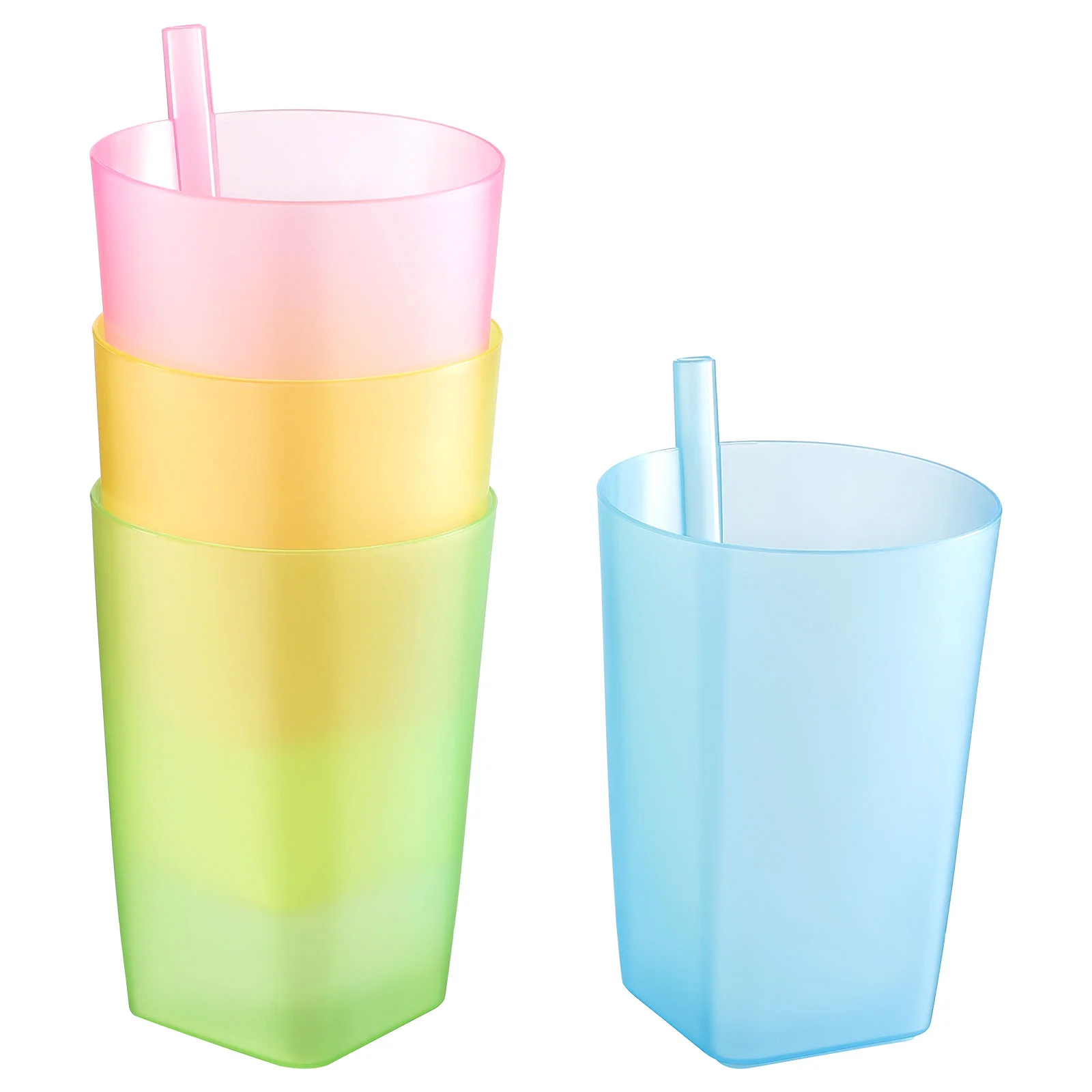 

Colorful Plastic Cups Drinking Cups Kids Sippy Cups Straw Cups Cups Built- Straw