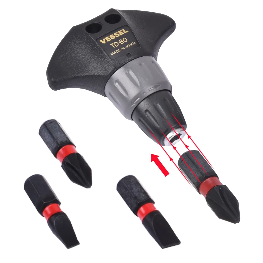 Отвертка с храповым механизмом VESSEL-T-Bar TD-80 36 бит для удаления проблемного затяжки