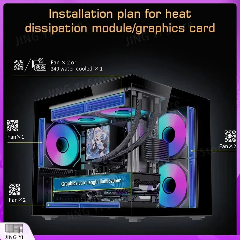 Фото Корпус для игрового ПК ATX с RGB-подсветкой, компьютерный корпус-башня, настольный корпус с вентилятором, высокопроизводительный корпус Mid-Tower для самостоятельной сборки №2