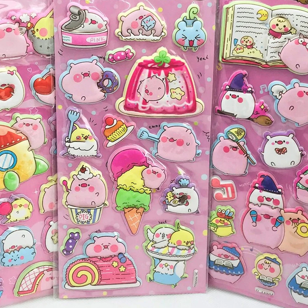 

1 Sheet Cute Cartoon Pig Puffy Stickers for Notebook, Planner, Journal, Phone, Laptop DIY Craft Decoration, Kids Gift