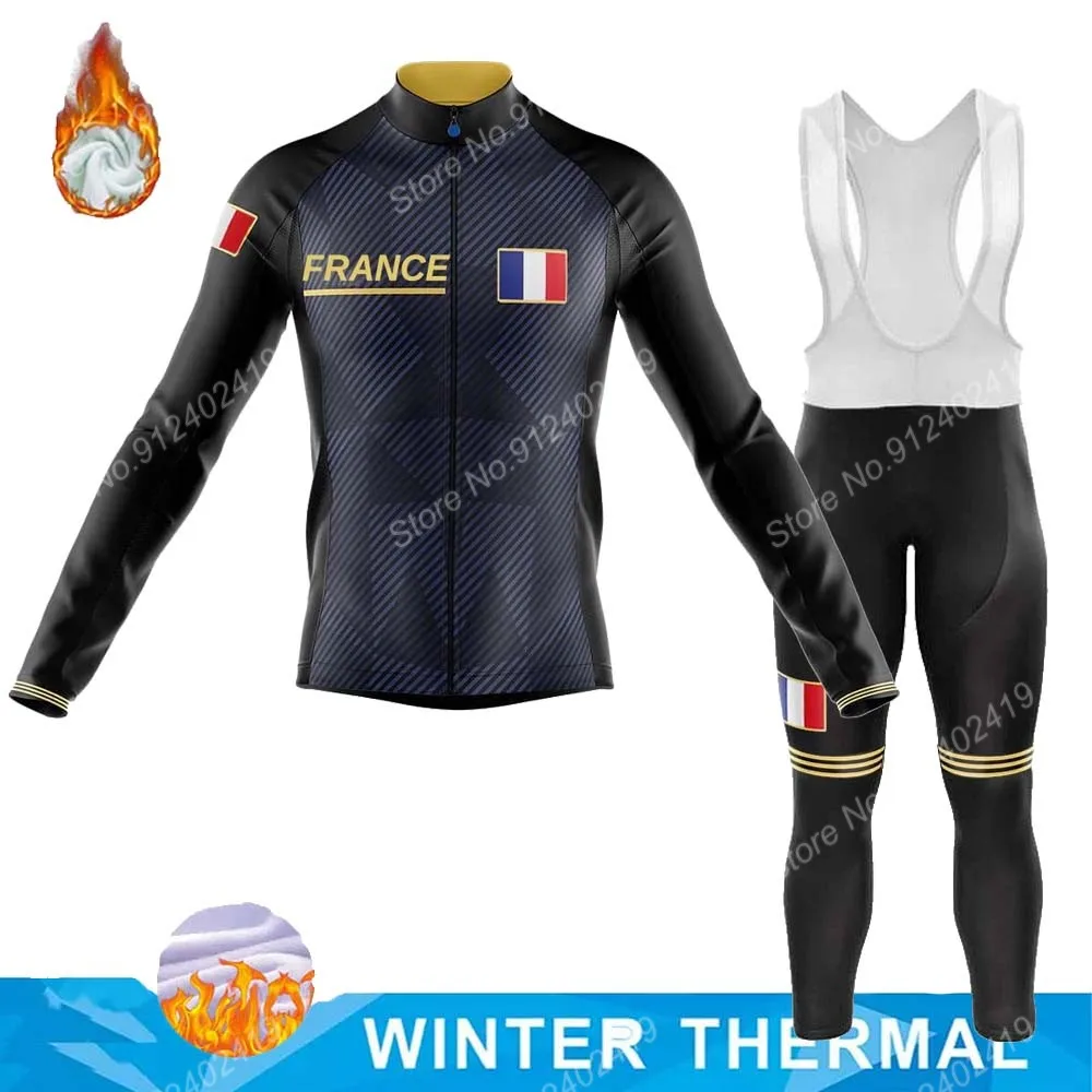 

Новая Национальная сборная Франции 2021, зимний велосипедный комплект из Джерси, одежда, костюм с длинным рукавом, брюки для горного велосипе...