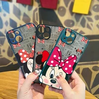 disney cute minnie mouse for apple iphone 13 12 11 mini xs xr x pro max 8 7 6 plus frosted translucent matte cover phone case