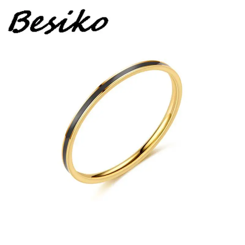 Besiko Простое модное 1 мм тонкое титановое стальное кольцо для пары с капающим