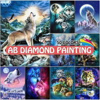 ab diamond painting 5d wolf full drill mosaic animal moon picture diamond embroidery diy cross stitch kit home decor handmade