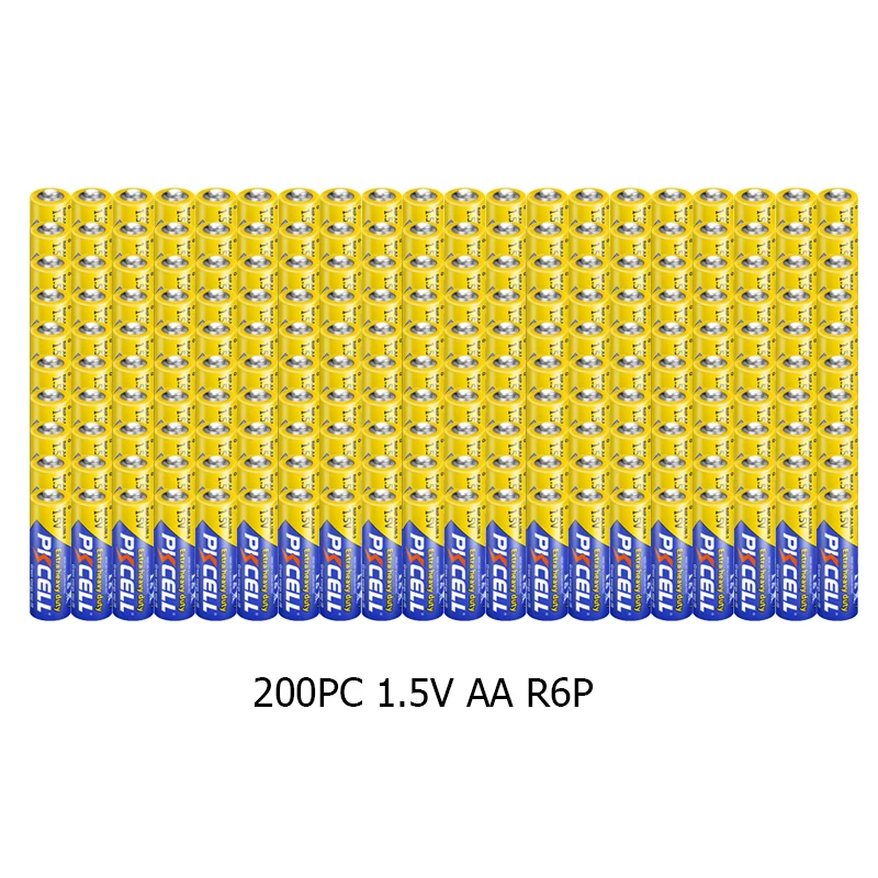 

200PC PKCELL AA Battery aa Primary battery 2a 105min Super Heavy Duty R6P R6P UM3 MN1500 E91 1.5V Batteries For Clock Radio Toys