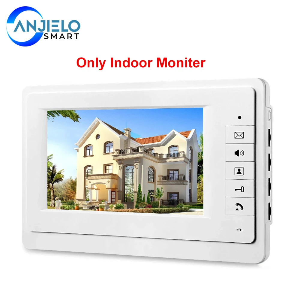 

7 inch Wired Video Door Phone Intercom Indoor Monitor TFT-LCD Color Screen Two-way Audio Control Unlock for Home Security
