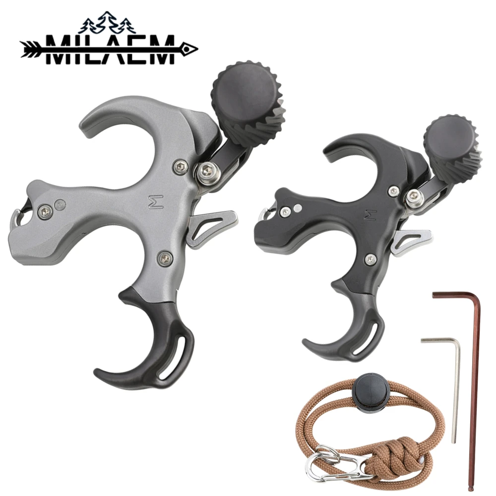 

3 Finger Compound Bow Release Aluminum Alloy Thumb Trigger Adjustable Grip Caliper Left/Right Hand Archery Shooting Accessories