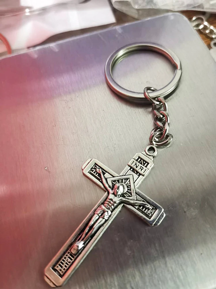 

Jesus Cross Keychain Car Women Men Bag Accessories Jewelry Gifts Key Chain Cartoon Wholesale Holder Religion Christian Gift