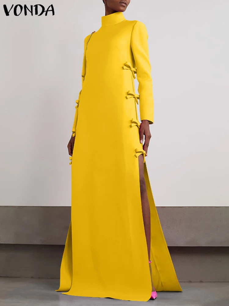 Плюс размер VONDA женское элегантное длинное платье макси халаты 2024 китайский