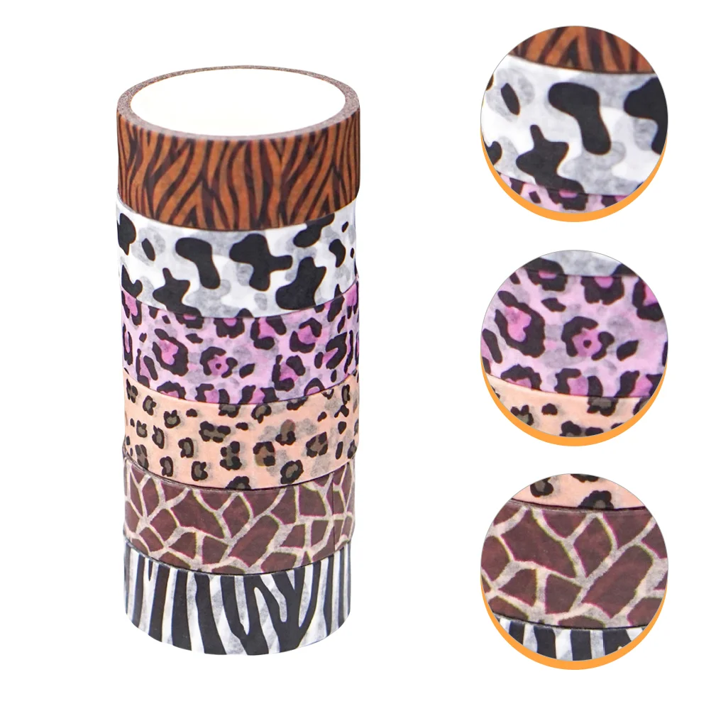 

6 Rolls Washi Paper Tape Animal Prints Adhesive Tape Decorative Washi Tapes for DIY Craft