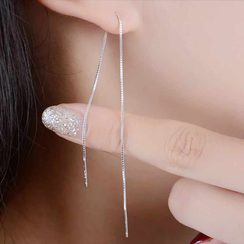 

Tassel Earrings for Women Girls Simple Ear Line Needle 9/14/18cm Three Lengths Optional Silver Color Fashion Jewelry Gifts