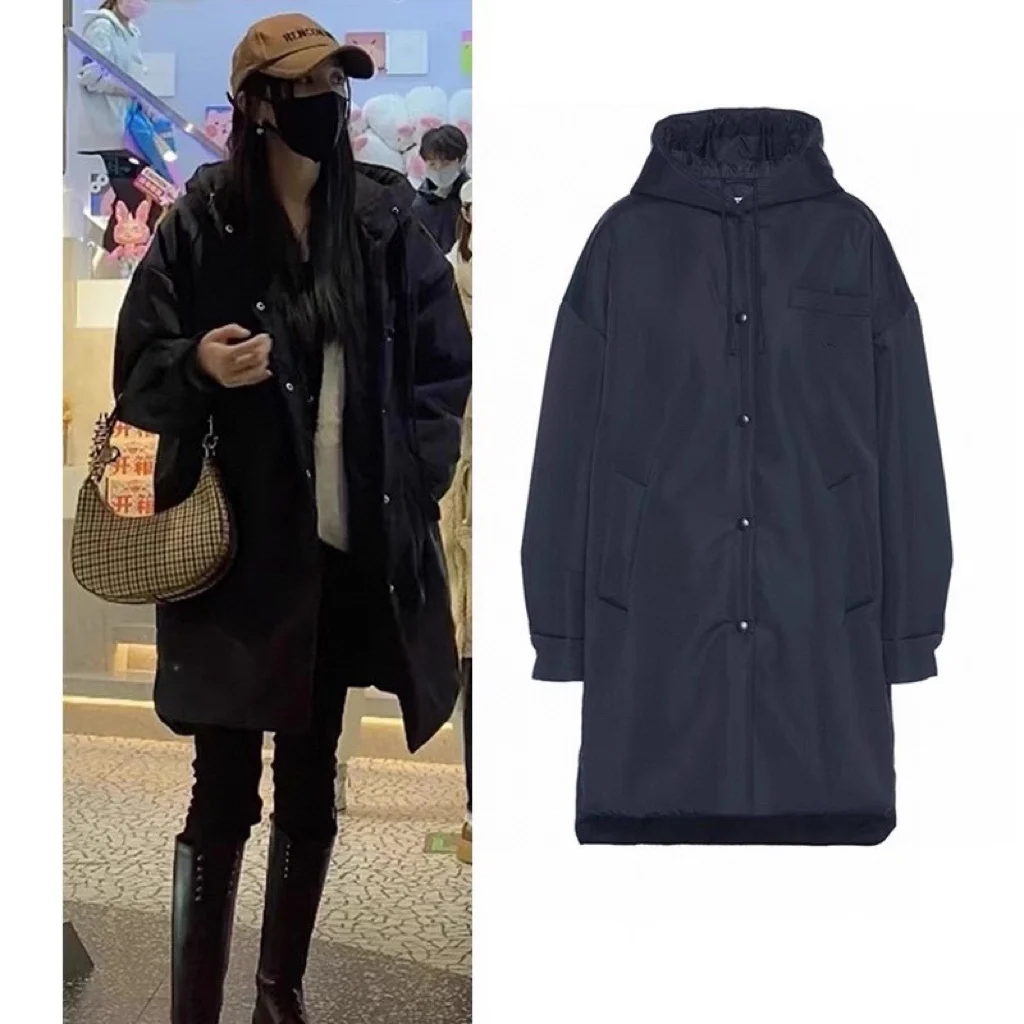 

2023 New Women's Jacket in the Long Down Jacket with a Hooded Casual Loose Version of Thin Coat
