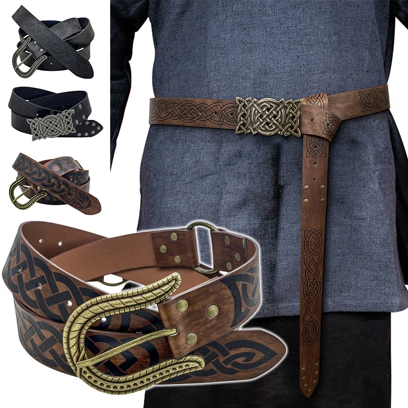 Leather Snake Knight Belt Vintage Medieval Viking Larp Nordic Celtic Norseman Waistband Valhalla Warrior Role Play Stage Costume