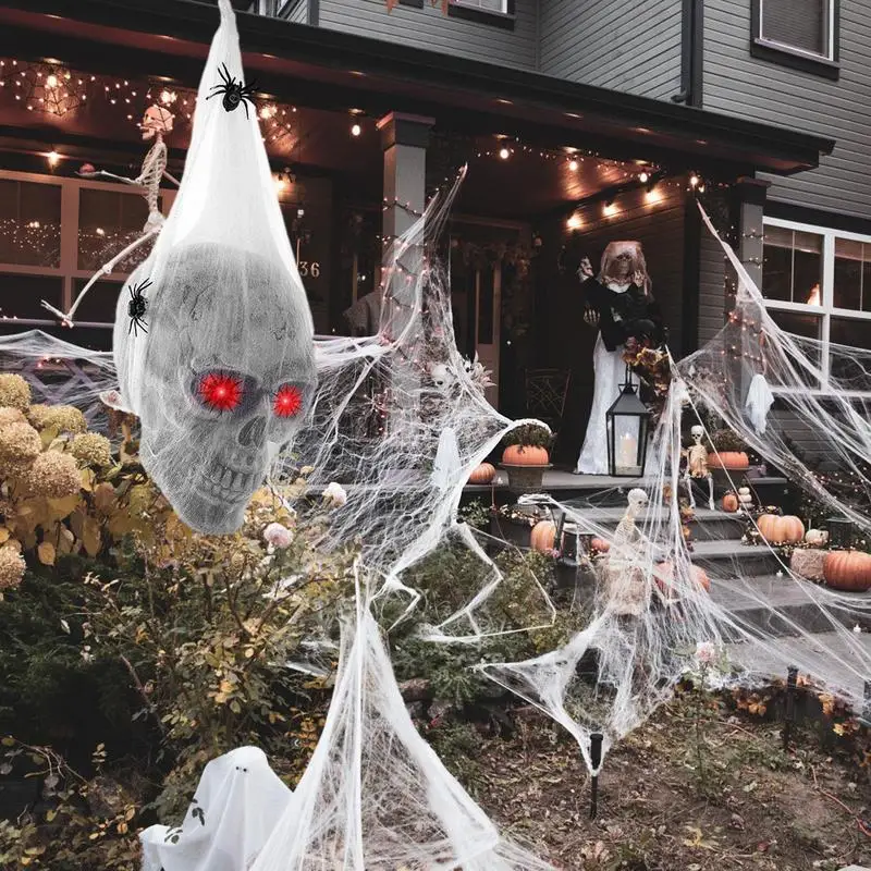 Женский светящийся хлопковый череп-паук с голосовым управлением