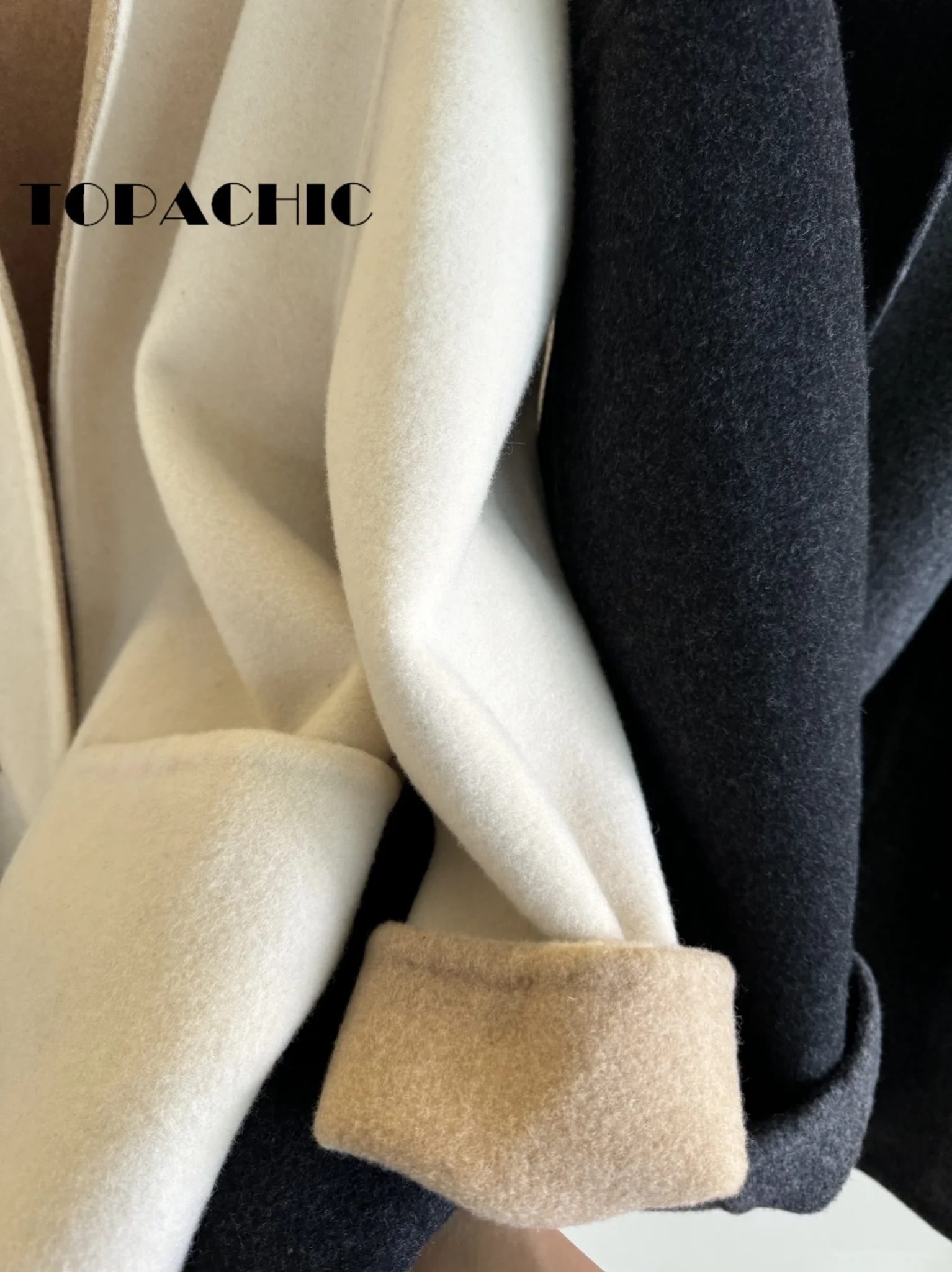 12.20 TOPACHIC-Женское высококачественное двустороннее кашемировое шерстяное пальто с