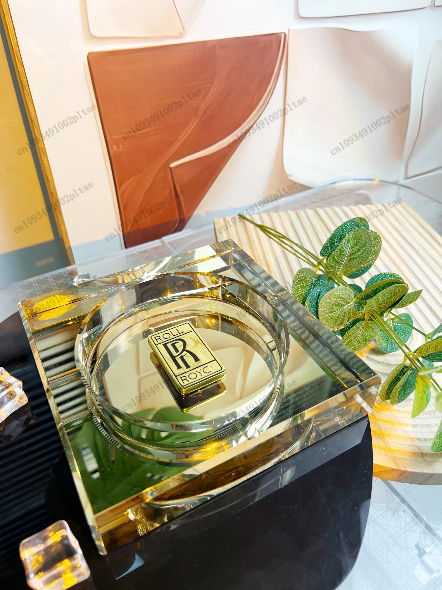 R Logo Little Gold Man CIGARLOONG Попельница для сигар Бронзовое дно Большой диаметр Титановый