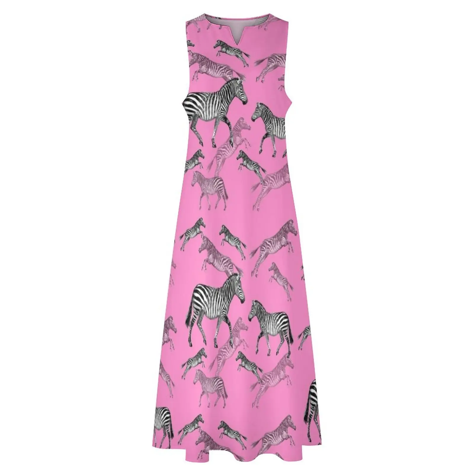 Leaping Zebras - Длинное платье с розовым фоном платья для выпускного вечера женские