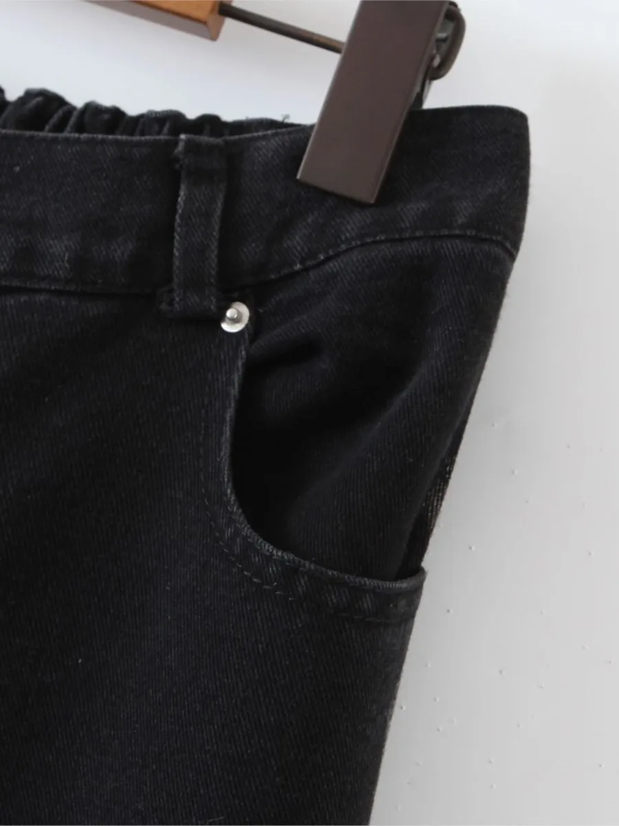 Good Quality Plus Size Straight Jeans Women Shaded Gradient Retro Fashion Full Length Denim Wide Leg Pants Spring 2023