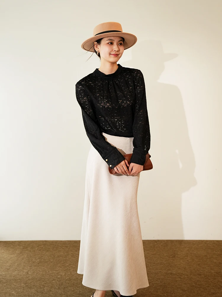 Французские клетчатые кружевные светские рубашки с длинными рукавами и