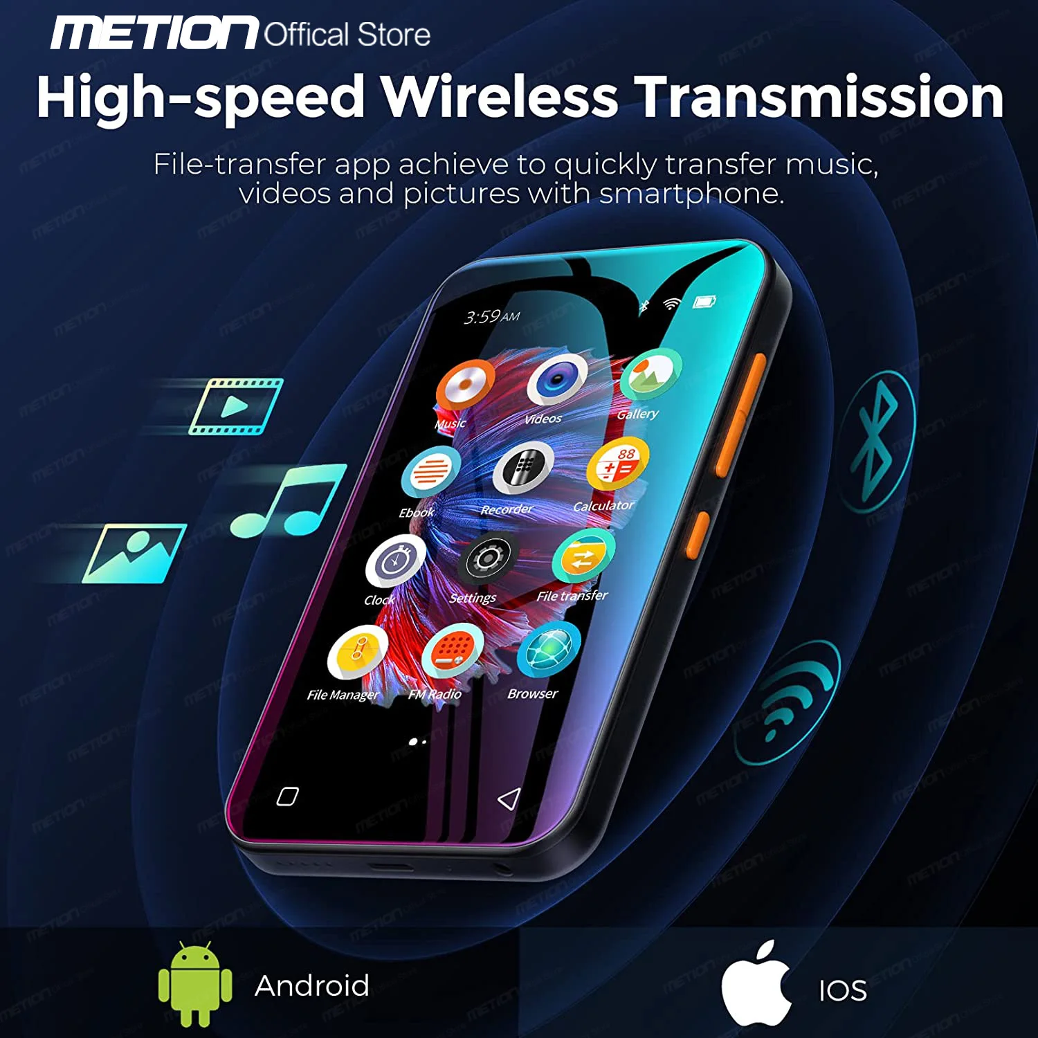 MP3-плеер с поддержкой Bluetooth Wi-Fi сенсорный экран 4 0 дюйма |