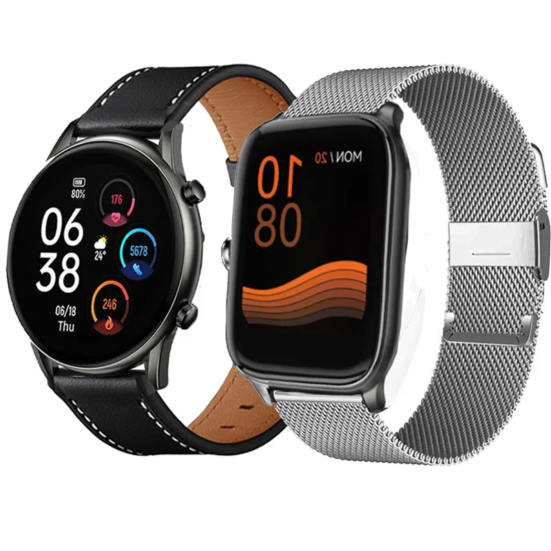 

Leather Strap For Haylou GST Lite/RT2/RS4/RS3 LS04/LS02/GS Watch Band Milanese Watchband 22mm/20mm Wristband