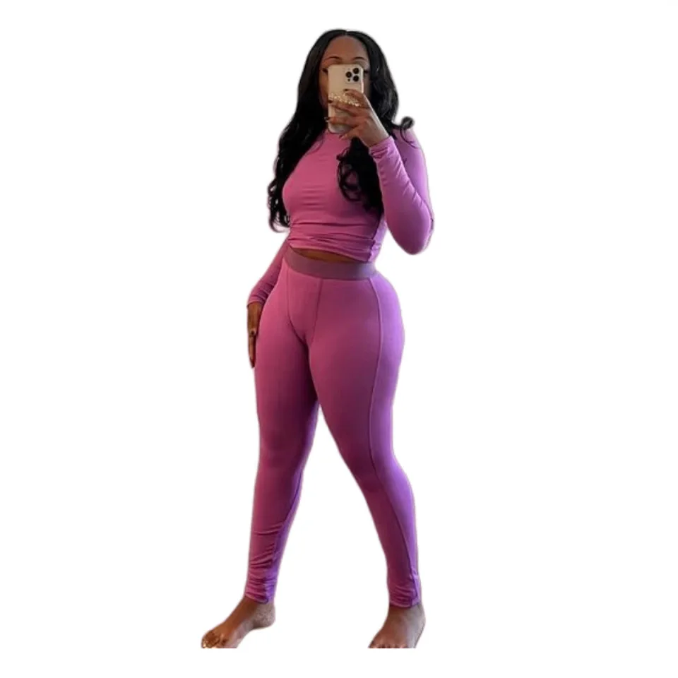 Женские комплекты осень-зима Эластичный облегающий укороченный топ с длинными