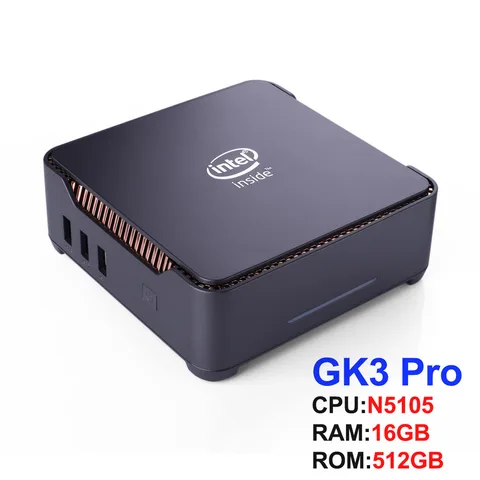 GK3V мини ПК Intel Celeron J4125/N5105 8GB DDR4 128GB/256GB Windows 10 Pro игровой компьютер, 4K 60Hz HDMI VGA Win 11 Minipc