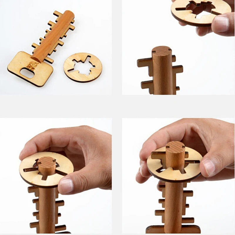 

Wooden Toy Unlock Puzzle Key Classical Funny Kong Ming Lock Toys Intellectual Educational For Children Adult Gift Puzzles Toy