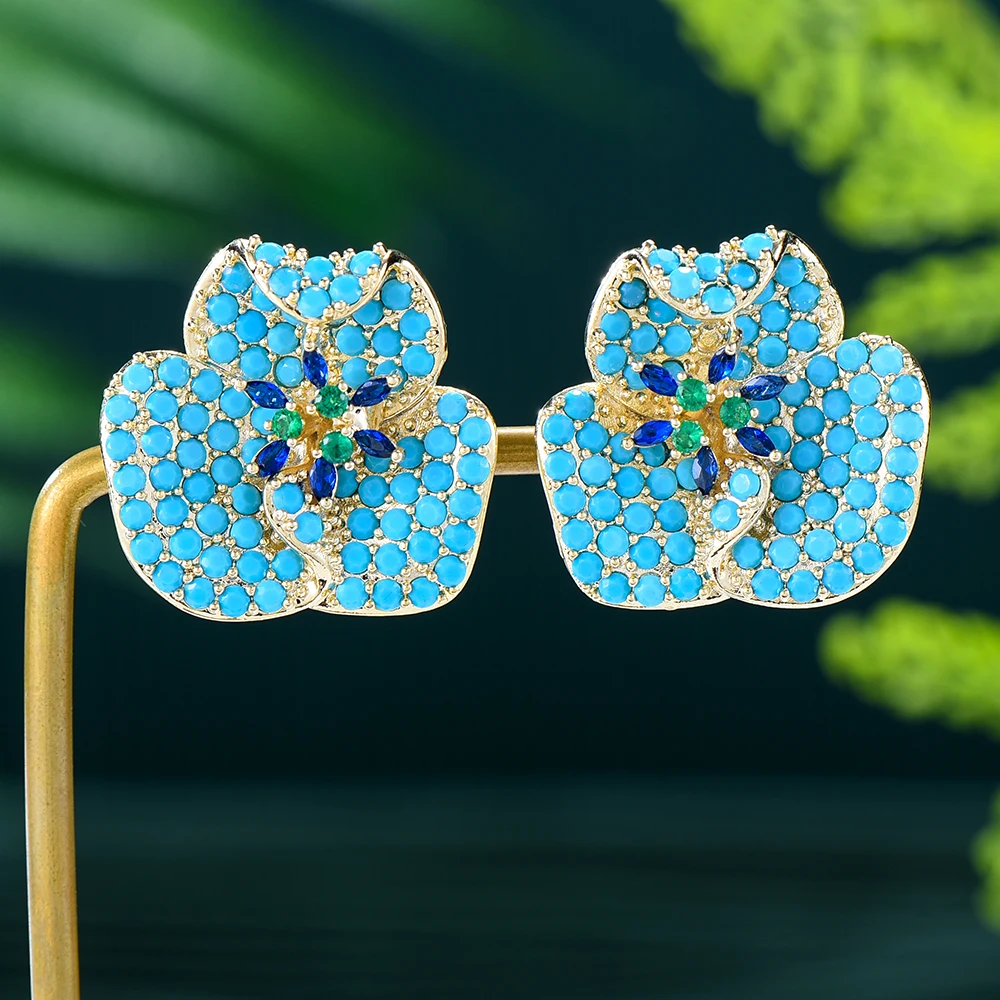 Missvikki новые роскошные индивидуальные синие серьги с цветком и преувеличенным