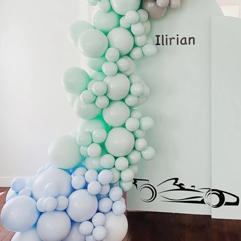 

100Pcs Latex Balloons Arch Set Green Gray Blue Balloon Garland Wedding Baby Baptism Shower Birthday Party Balloon Decoration