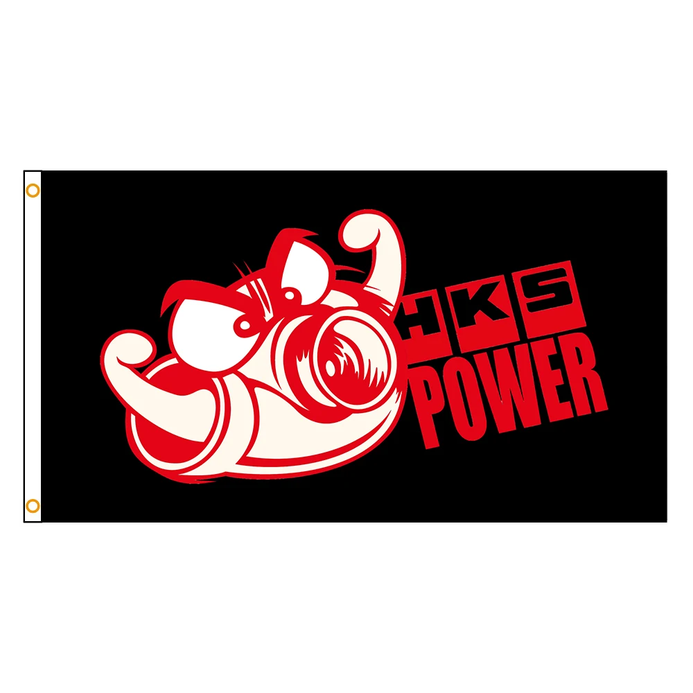90x150cm HKS POWER Flag Polyester Printed Racing Car Banner For Decoration