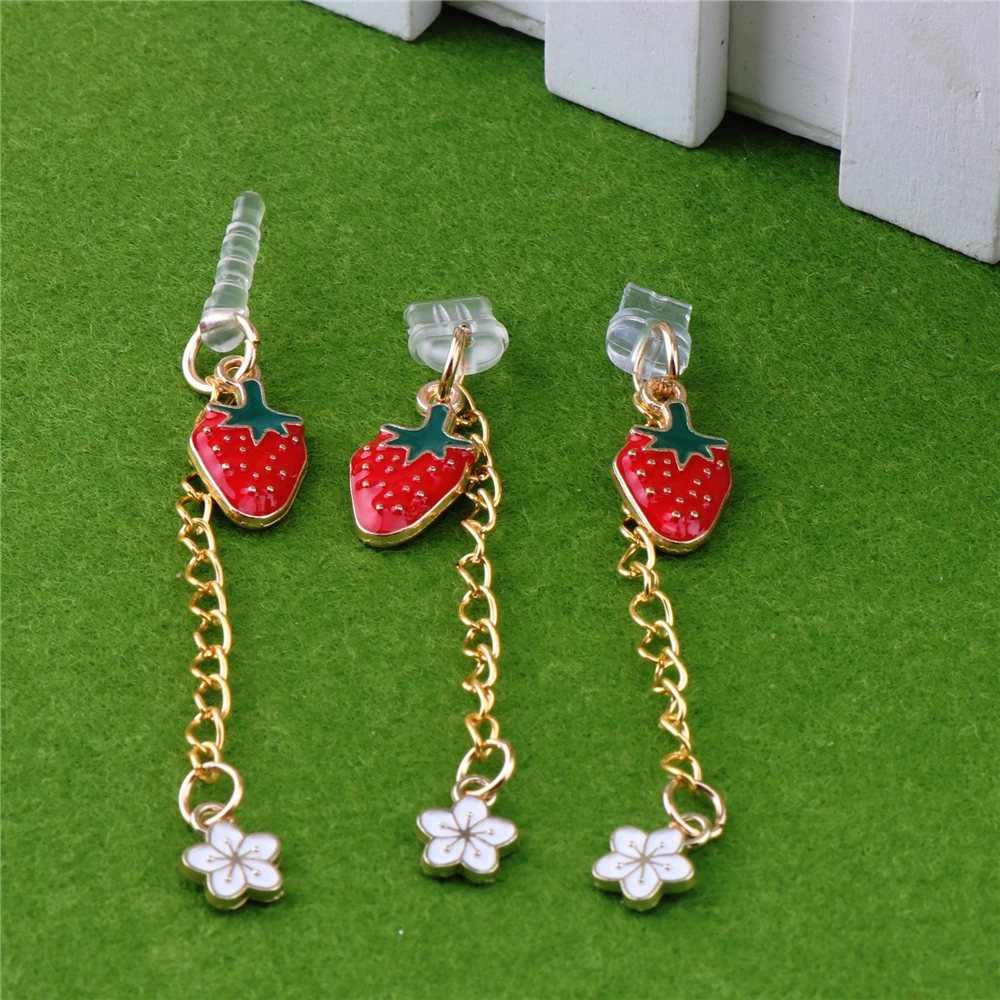 Dust Plug Charm Cute Strawberry Charge Port Anti Dust Plug For Type C Plug Kawaii For Iphone Earphone Jack Stopper Cap Pendant images - 6