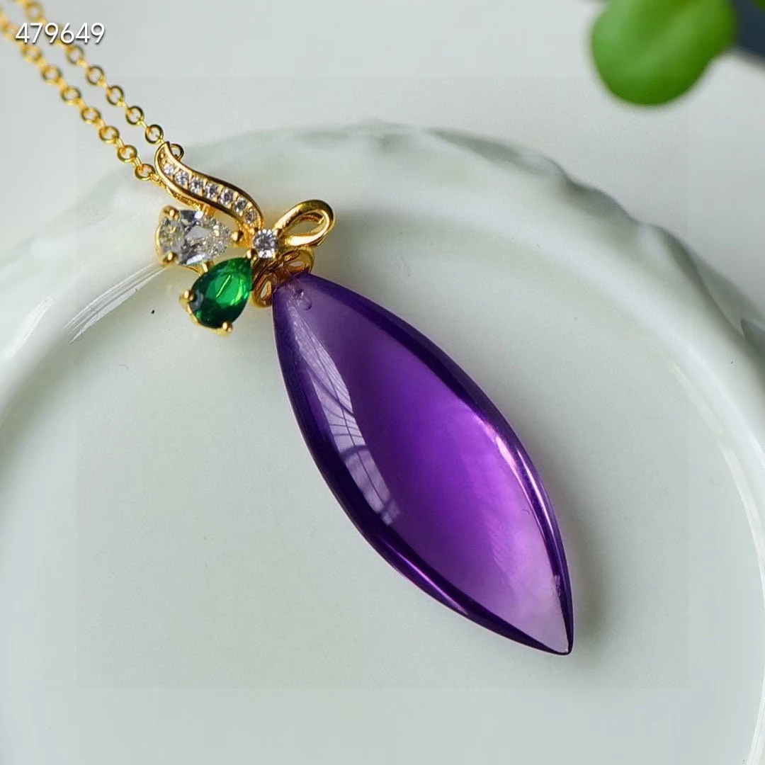 

Подвеска в виде капли воды из натурального фиолетового аметиста, 46*13*8,5 мм