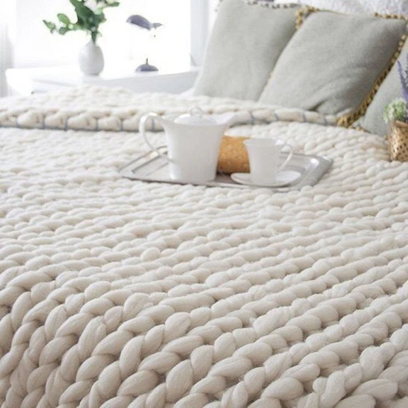 

Теплое вязаное одеяло ручной работы, толстое домашнее украшение для кровати, 80 Х100 см
