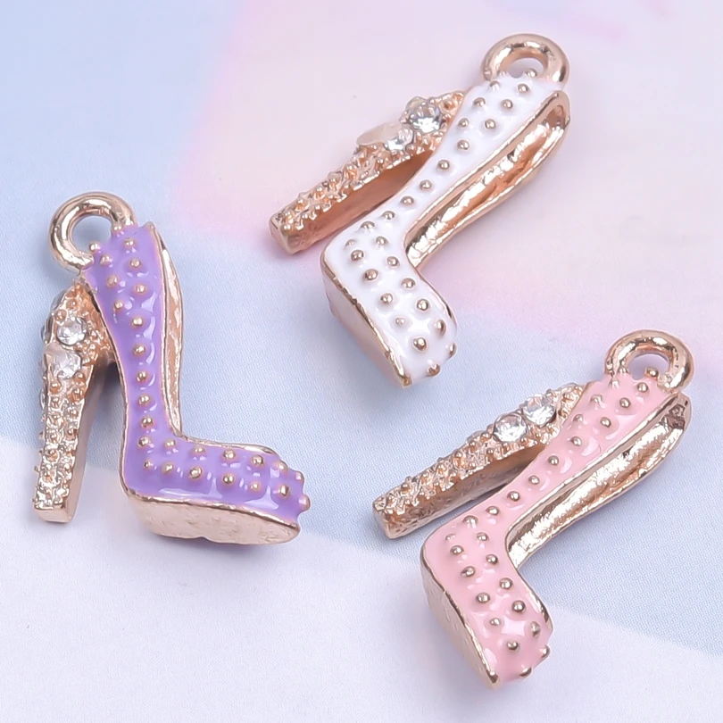 

20pcs Beads Rhinestones High Heel Enamel Charms For Jewelry Making Supplies Girl/Women Accessories DIY Materials Pendants Charm