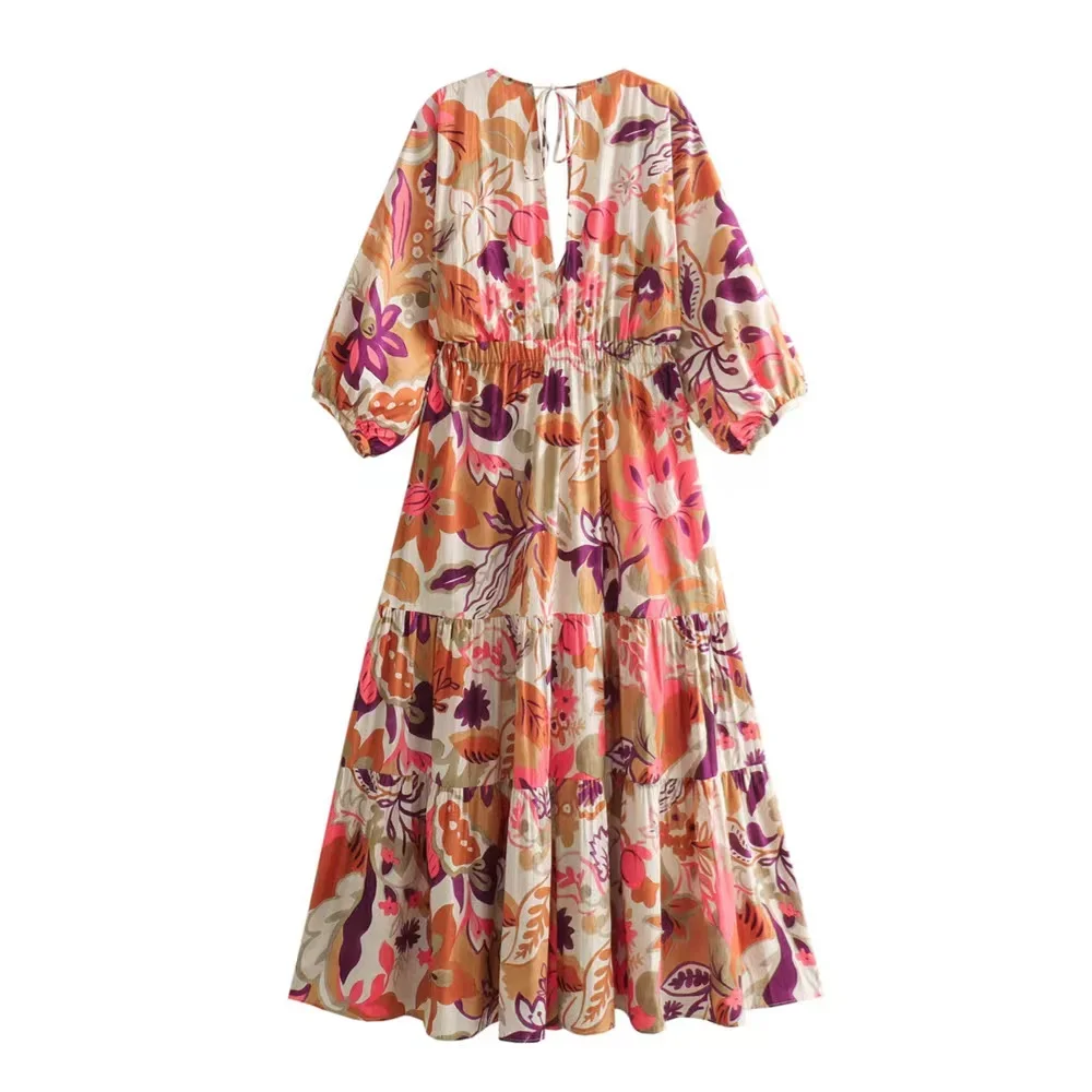 Новинка 2024 женское модное и повседневное приталенное платье sunmer с V-образным