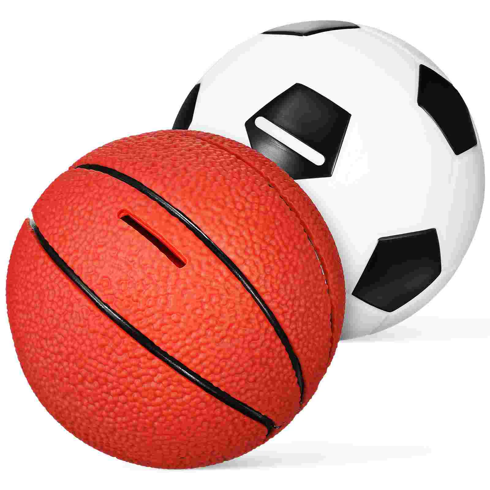 

2 Pcs Basketball Gifts Coin Bank Soccer Mini Piggy Plastic Coins Banks Unique Cartoon
