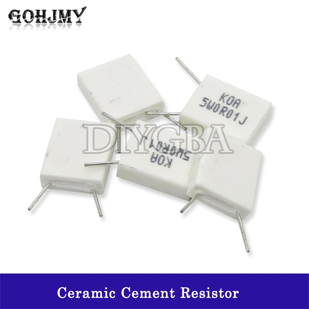 Неиндуктивный керамический цементный резистор BPR56 5 Вт 10 шт. 0.1R 0.15R 0.22R 0.25R 0.33R 0.5R 0 001