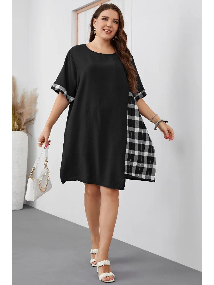Large size women dress irregular short sleeve loose dress plus size women clothing plus size feminino