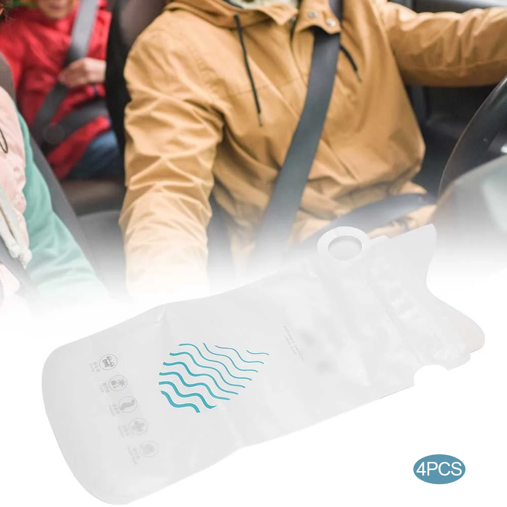 

4Pcs 700ml Emergency Portable Car Leak-Proof Urine Vomit Bags Mobile Toilets Disposable Handy Unisex Outdoors Mini WC Pee Bags