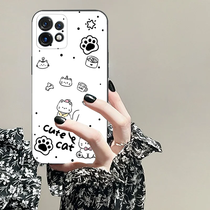 For Moto G 14 4 5 04 Ultra 200 24 64 s 34 40 neo 30 Pro 85 x 50 54 TPU Black Soft Phone Case Cartoon Pattern Animal