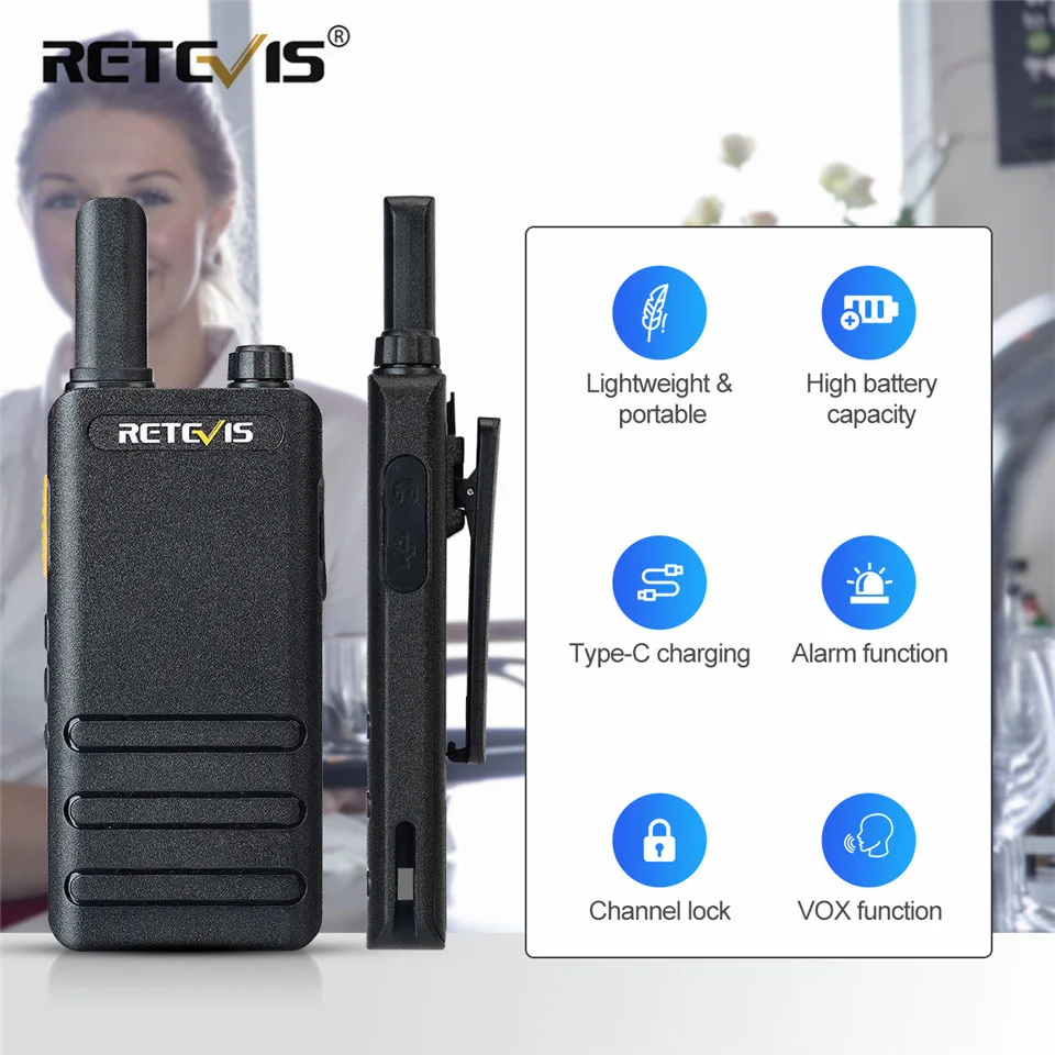 Мини ультра-тонкая рация Retevis RT622P USB Type C зарядка VOX портативная двухсторонняя PMR446